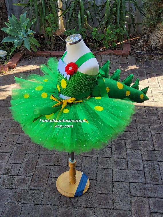 Green Dinosaur Tutu Dress: Toddler Dino Costume with Detachable Tail