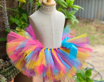 Multi Colored  Rainbow - bright tutu  for Girls, Babies, Toddlers, Pastel Spring  TuTu Skirt-Colourful tutu