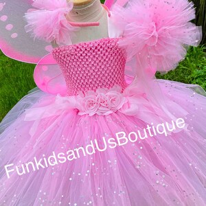 Pink Fairy Tutu Dress Fairy Tutu Dress with wings-Pink tutu Dress birthday tutu Baby tutu outfit image 4