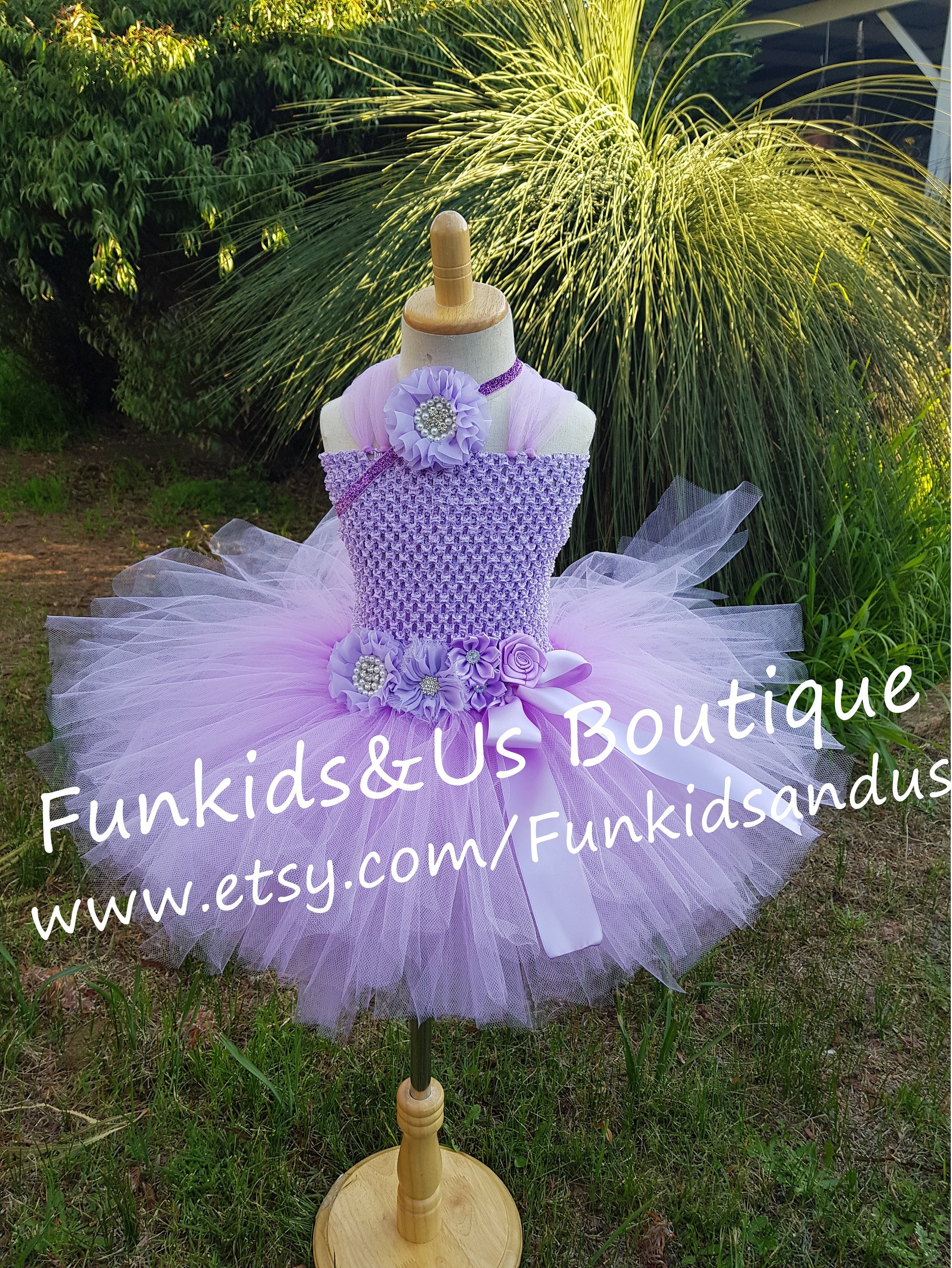 Sweet Pea Embellished Tutu Dress in Lavender