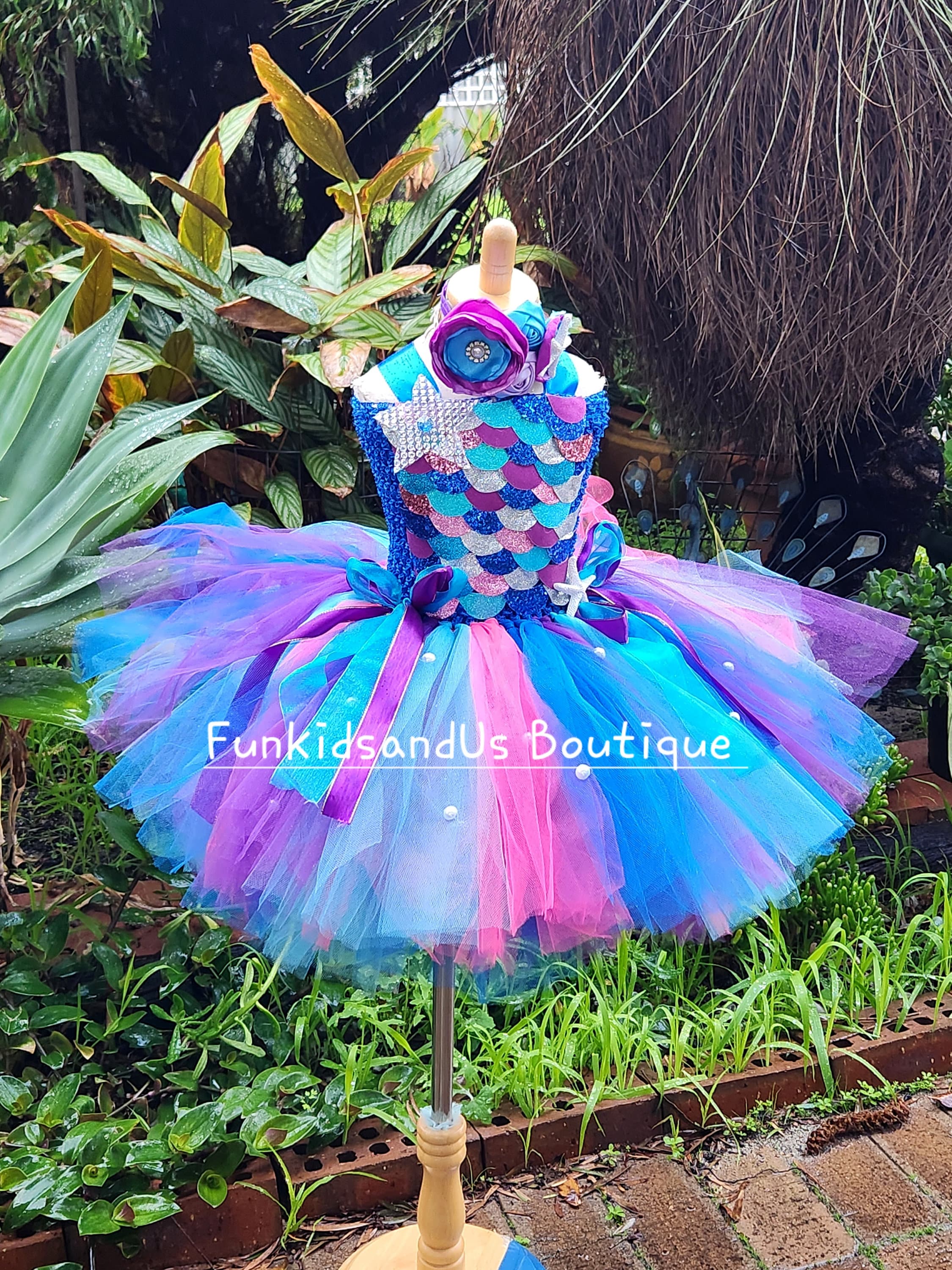 knee length dresses for ladies Posh Peanut Disney's The Little Mermaid Magical Mermaid Tulle Skirt Bodysuit Dress in Blue, 6-12 Mo, Viscose from Bamboo