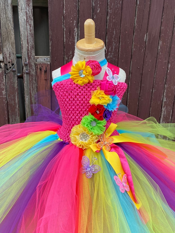 rainbow tulle dress