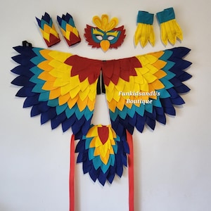 Handmade Felt Parrot Wing Costume Set: Kids&#39; Jungle Bird Outfit