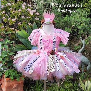 Farm Animal Birthday Tutu Dress - Pink Cow Print & Leopard Girl Outfit- Two Wild and Moo-velous Birthday Dress -  Farm Party Tutu Outfit