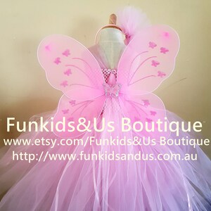 Pink Fairy Tutu Dress Fairy birthday themes Tea length tutu dress with matching headband wins image 6