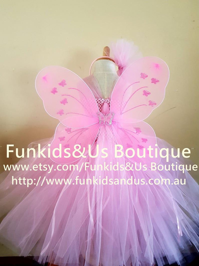 Pink Fairy Tutu Dress Fairy birthday themes Tea length tutu dress with matching headband wins image 6