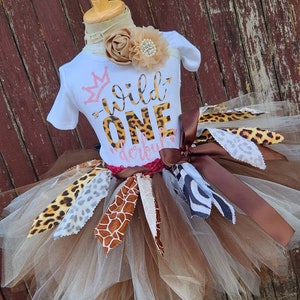 Wild  One Tutu Set - Wild One - Wild shirt, tutu skirt and headband Wild  Birthday Outfit - Wild 1,2,3,4,5- safari birthday