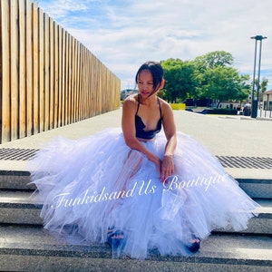 White Tulle Adult Tutu-  full length Bridal Shower Skirt- Handmade Layered Maxi Tutu for Women- Women’s Boho Tulle Maxi Skirt