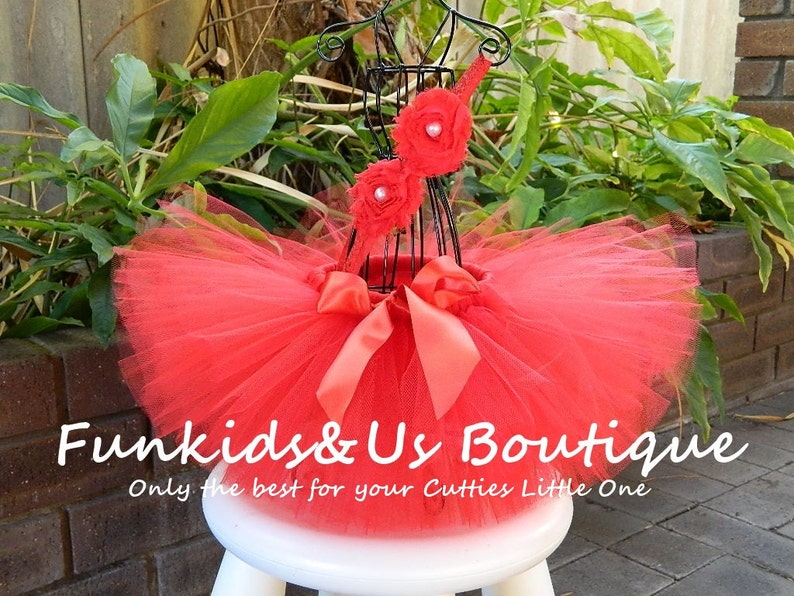 Red Baby Tutu Set Newborn Tutu and Headband Red Girl Tutu Valentine Girl's Tutu image 4