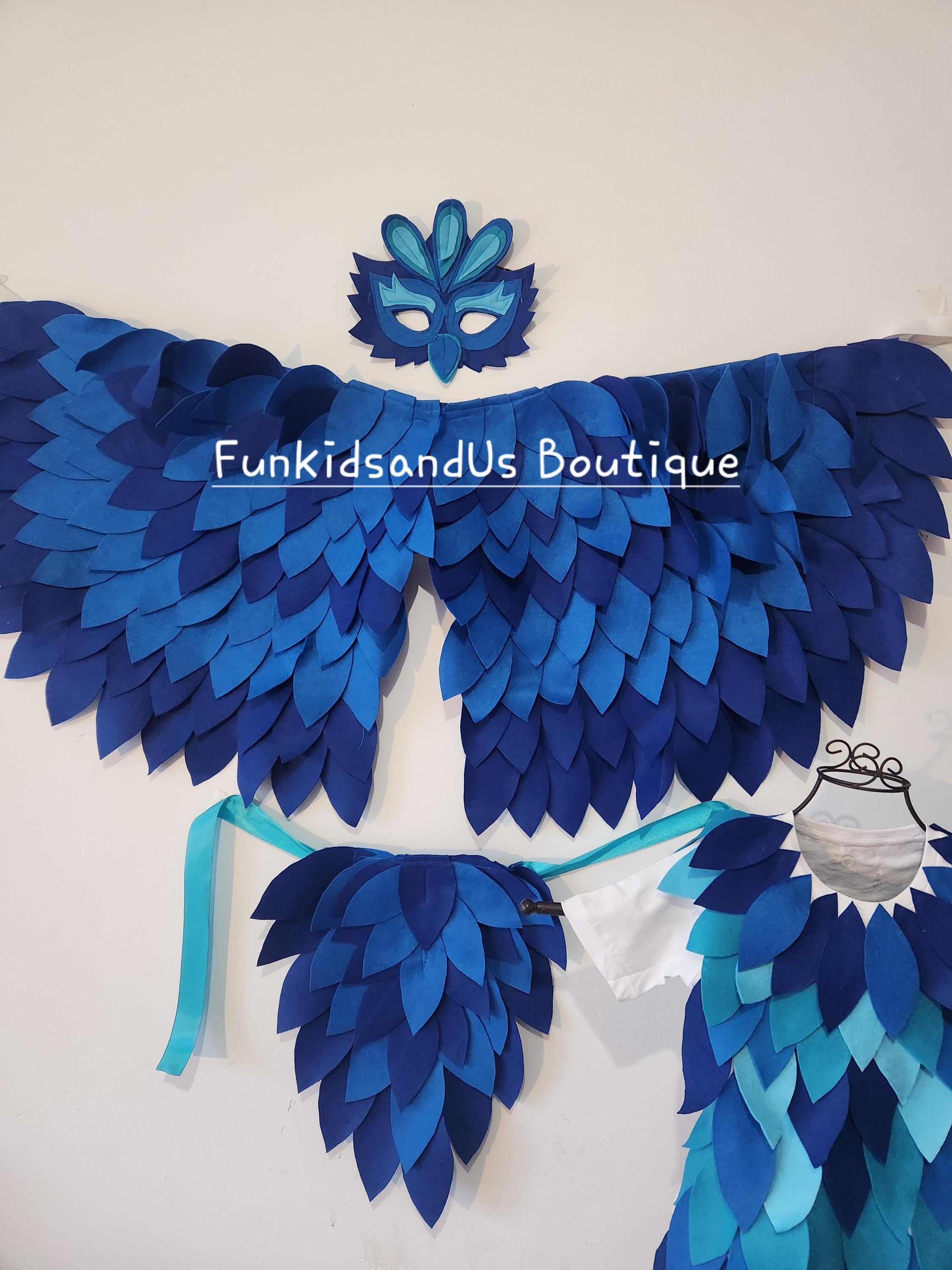 Funidelia Disfraz De Alas De Pájaro Para Niño Y Niña – Azul Con Máscara, Ideal Para Carnaval