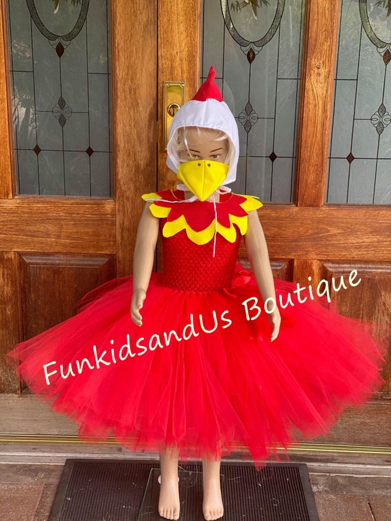 red hen dress code Chicken Costume for Girls | Red Hen Tutu Dress With Chicken Hood & Beak  Mask | Farm Animal Costume