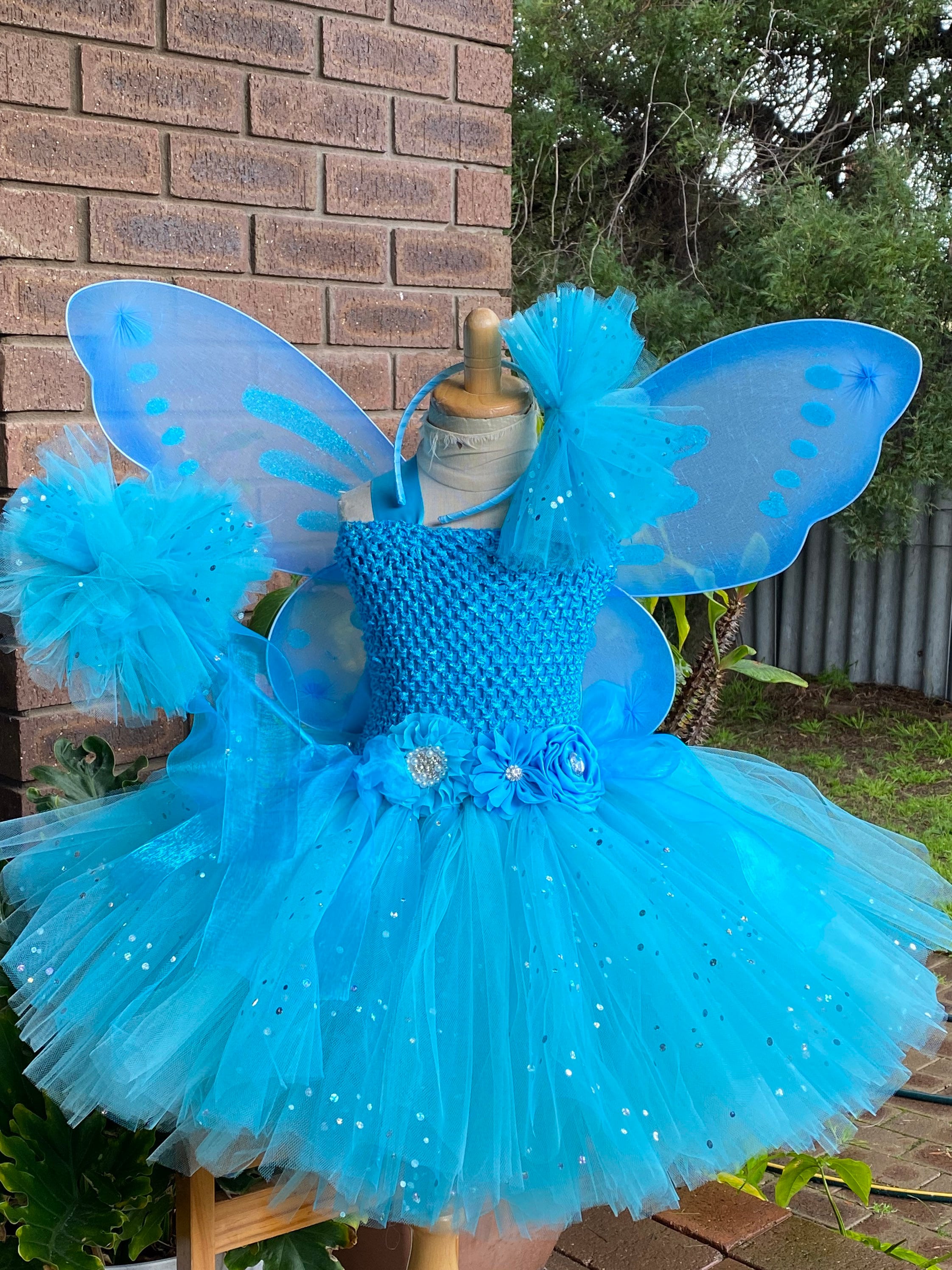 sachin and babi light blue dress woodland fairy wedding dress
