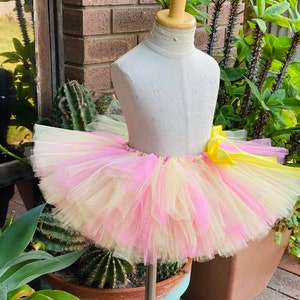 Pink Lemonade Tutu - Süßer Pastell Gelb & Pink Rock - Heller Pink gelber Rock - Pastell Gelb und Pink Dress-Up Tutu - Zweifarbiger Rock
