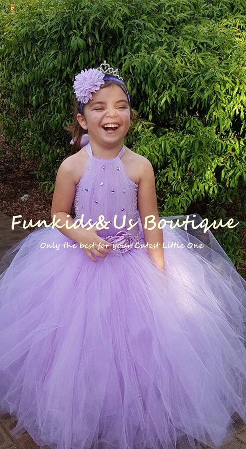 Lavender with rhinestone Flower Girl Tutu Dress Lavender Etsy