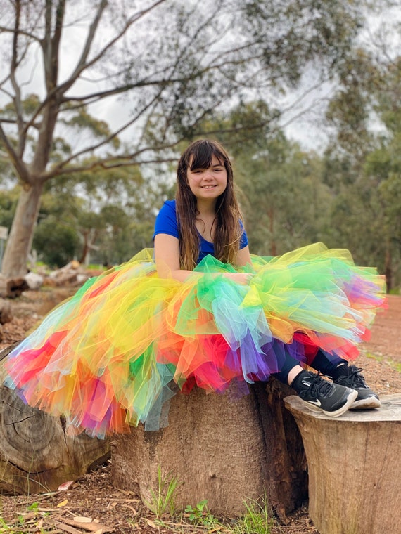 Rainbow Skirt Girl Rainbow Tutu Flower Girl Skirt Calf Length/full Length  Long Tulle Skirt Choose Your Colour -  Norway