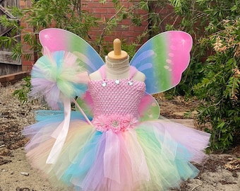 Pastel Fairy Tutu Dress-  Fairy birthday dress- Girl tutu dress - Baby Pastel tutu - fairy tutu