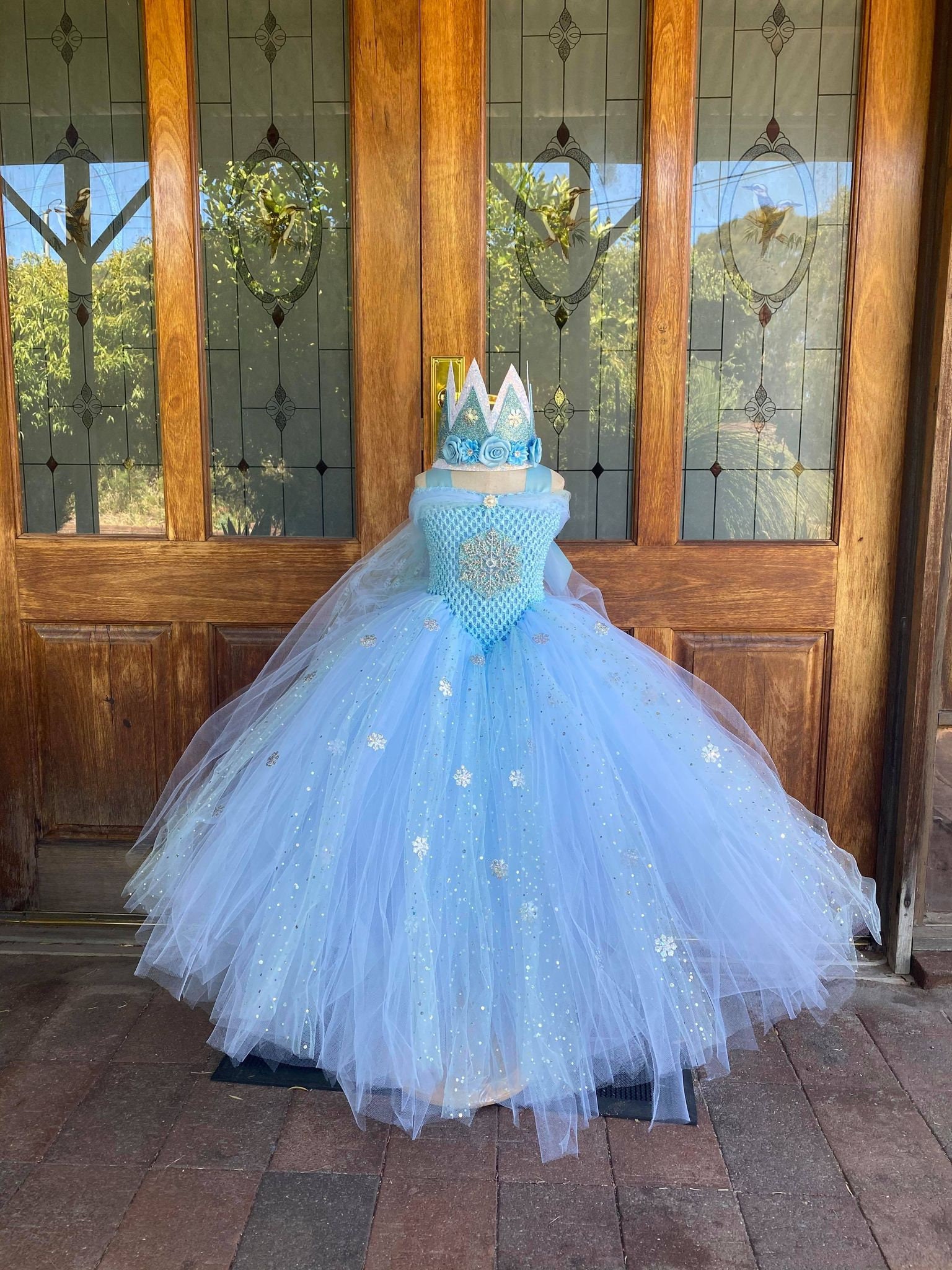 Girls Blue Snow Princess Dress - Snowflake Tulle Gown With Crown - Etsy Girls Blue Snow Princess Dress - Snowflake Tulle Gown With Crown - Etsy