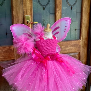 Sparkly  Hot pink Fairy Tutu Dress - Fairy Tutu Dress with wings