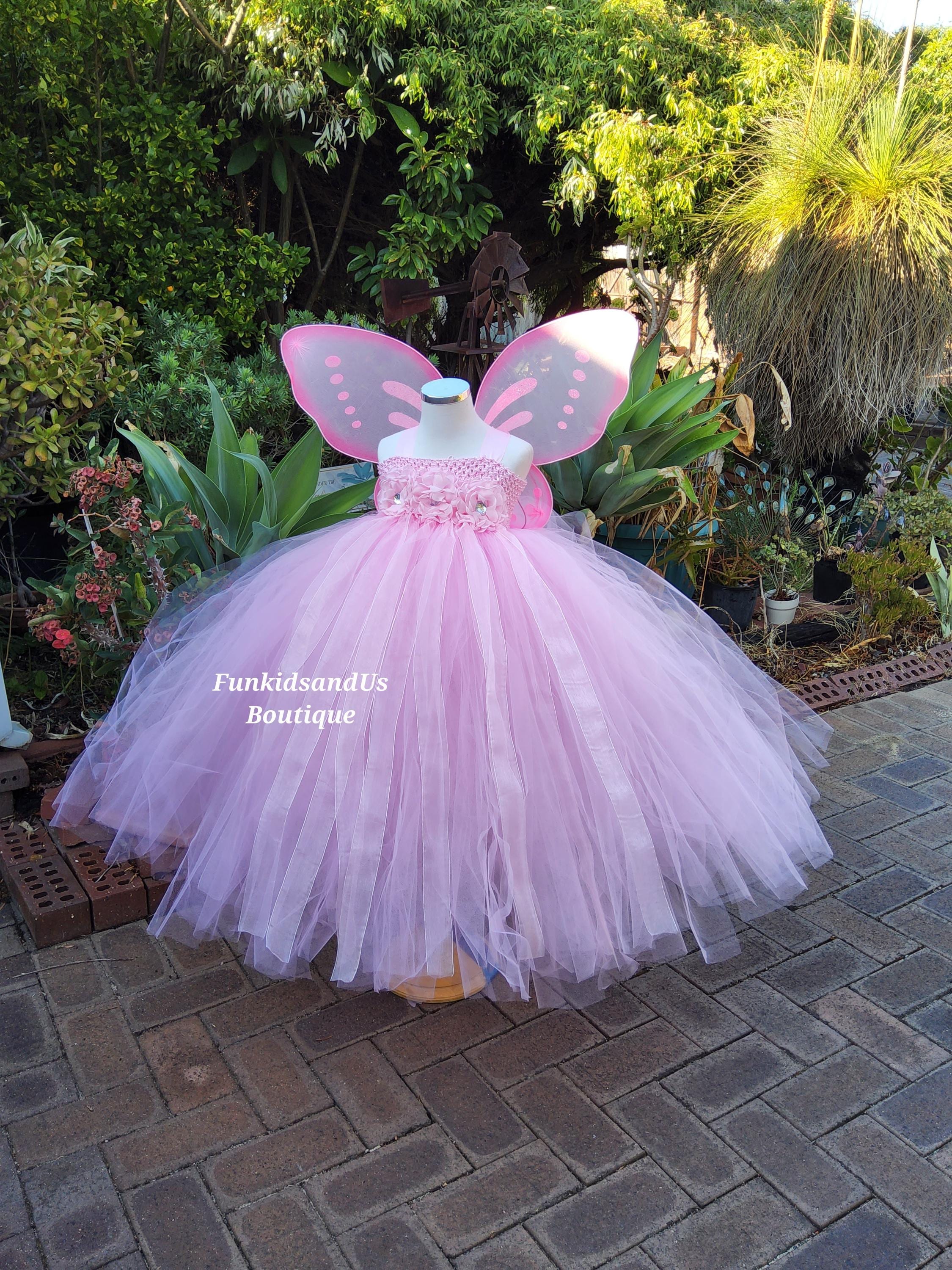 Traje De Hada Con Alas De Mariposa, Tutú De Lentejuelas Y Varita – Disfraz De Princesa Para Niñas De 3 A 6 Años En Rosa