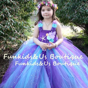 Mermaid Princess Tutu Dress- mermaid birthday dress-  Under the Sea Costume- Toddler Mermaid costume- Under The Sea Mermaid Tutu Dress