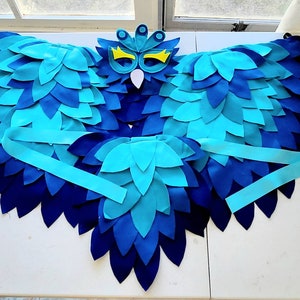 Blue Bird Costume Wings & Mask: Handmade Felt Animal Costume