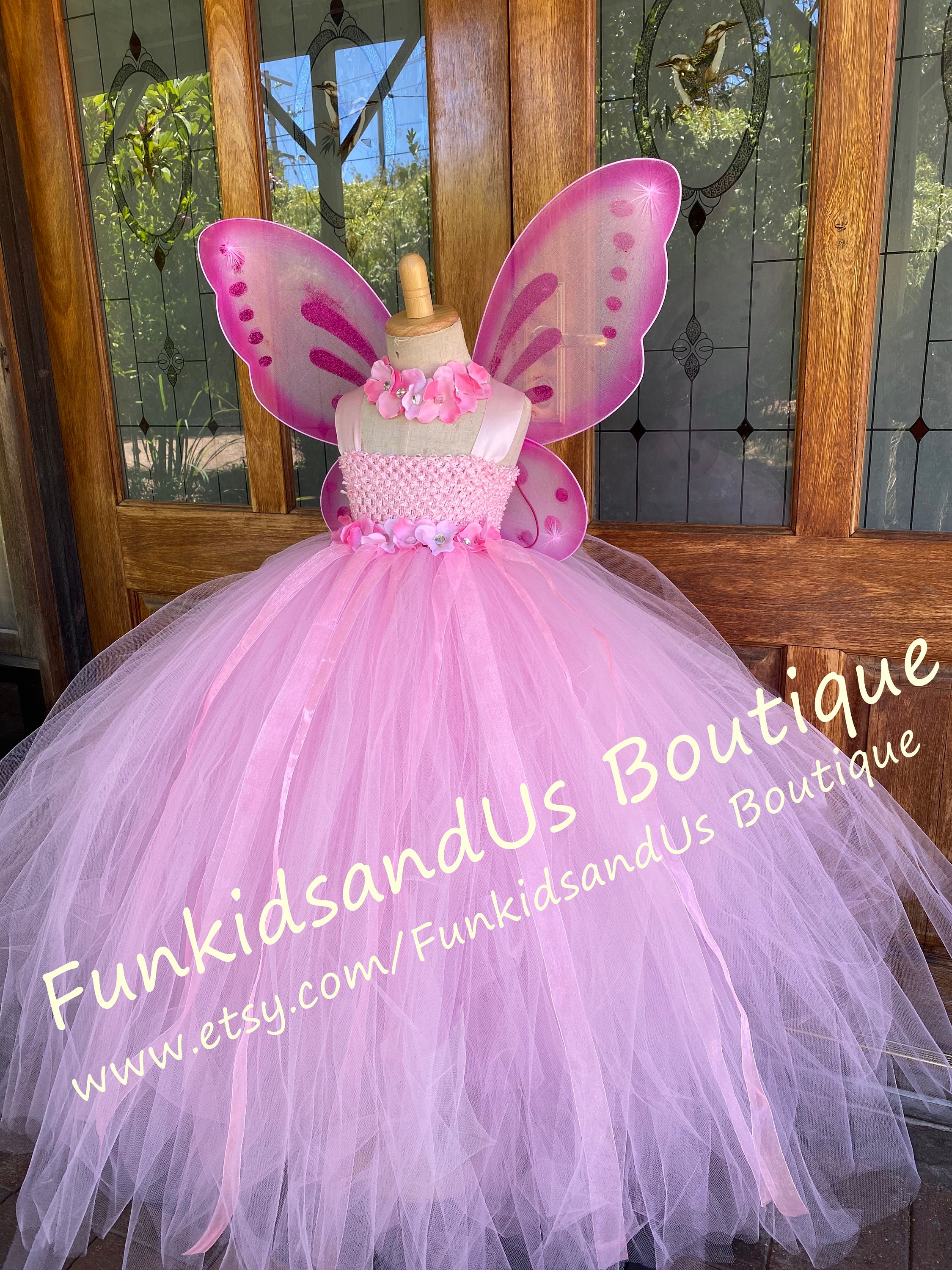 Pink Fairy Tutu Dress With Wings Fairy Dress Garden Fairy Costume