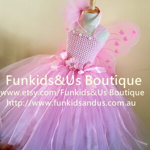 Pink Fairy Tutu Dress Fairy birthday themes Tea length tutu dress with matching headband wins image 3