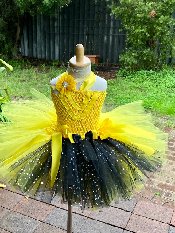 Vestido corto De fiesta De cumpleaños con tutú amarillo para mujer