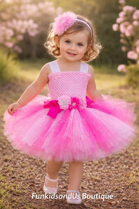 pink tutu dress Sparkle Hot – Birthday Cake Smash Outfit for Girls Wedding dresses shop London Color:LT-PINK Estella Toddler no itch