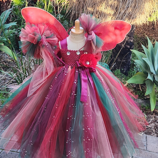 Falls Fairy Tutu Dress- Fairy Flower girl Dress  - Fall flowergirl dress- First Birthday tutu- woodland fairy