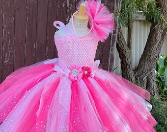 Pink hot pink dress- Princess dress- Sparkle Glitter  Pink hot pink dress- pink short Dress- Princess Tutu Dress - Knee Length short Tutu