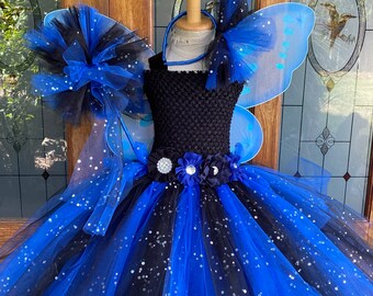 galaxy blue black starry fairy dress Midnight Moon Fairy Tutu Dress: Black & Blue Starry Night Ensemble