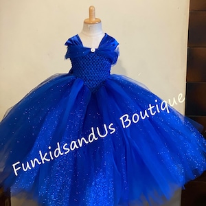 Royal Blue Princess Dress – Sparkly Tulle Gown for Girls- Blue Sparkle Fairy Tale Dress  -  Blue Sparkle Dress for Birthday or Photoshoot