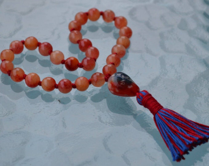 Sacral Chakra, 27+1 Red Fire Agate mala necklace, Imagination, Creativity, Emotional balance, Relationships, Sexuality, Self worth Intimacy