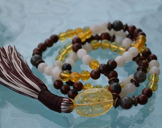 108 Citrine mala beads necklace Imagination Abundance Emotional balance Sexuality Self worth Intimacy Manifestation Grounding Protectection