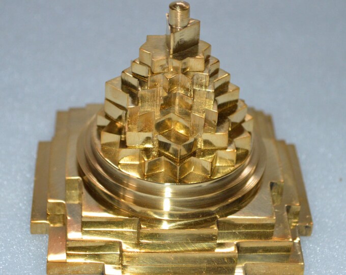 Energized Sri Shri Maha Meru Yantra Laxmi Maha Lakshmi yantra swarna lucky charm amulet Spiritual yantra for abundance money - Brass