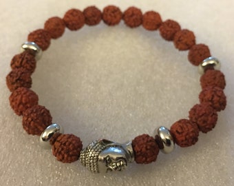 Rudraksha Seed Bead Bracelet Yoga Meditation Beaded Buddhist Healing Chakra Mala Bracelet Spiritual Rudraksha Jewelry Balance Diffuser  Wood