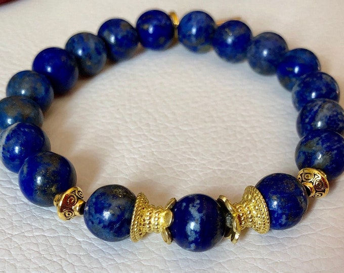 Lapis Lazuli Bracelet, Blue & Golden Lapis Lazuli Bracelet