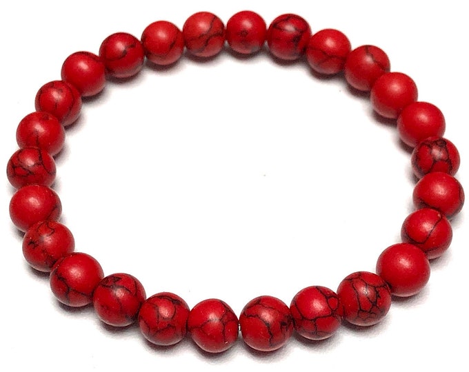 AAA matte red howlite bracelet 8mm stones, High quality red matte howlite bracelet, stress relief howilite chakra bracelet,Christmas