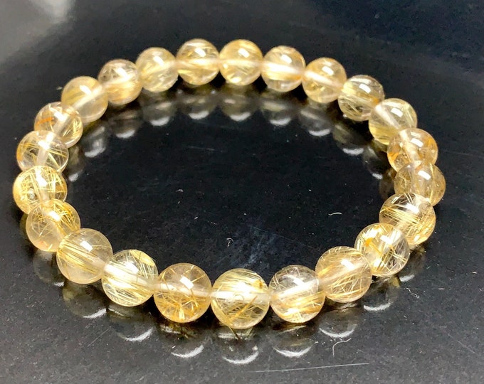 AA Rutilated quartz bracelet, Venus' hair stone bracelet, Master healer purification rejuvenation stone crystal, get well gift, Christmas