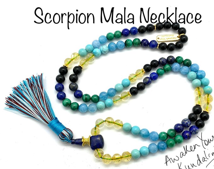 Scorpio Mala Crystal Necklace Custom made birthstone gemstone natural birthstones crystals and stones reiki healing crystals gift self help