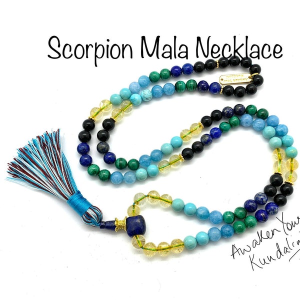 Scorpio Mala Crystal Necklace Custom made birthstone gemstone natural birthstones crystals and stones reiki healing crystals gift self help