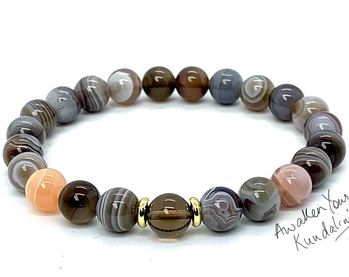 AAA Beautiful Botswana Agate Bracelet, Healing Crystal Bracelet, Bracelets for Women, Gemstone Bracelet, Christmas Gift, Gift for Her, Reiki