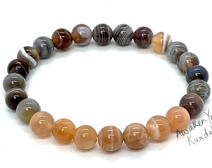 AAA Botswana Agate Bracelet, Healing Crystal Bracelet, Sunstone Healing Crystals and Stones, Bracelets for Women, Mothers Day Gift for Her