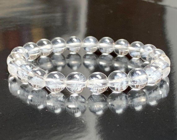 Seventh Chakra, Crown Chakra Mala, Diamond Cut Crystal Quartz Handmade Beads Bracelet Cosmic Connection, Enlightenment, Divine Peace Oneness