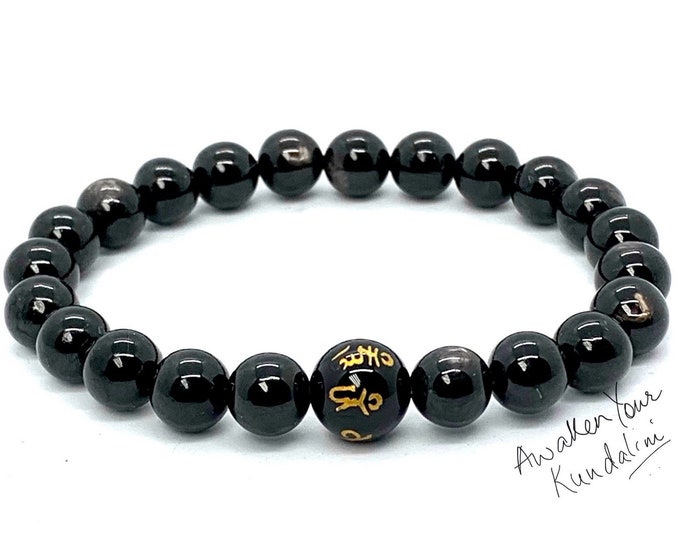 Apache Tears Stone Round Beaded Bracelet 8 MM Stretch Bracelet, Bereavement Bracelet for Women Men