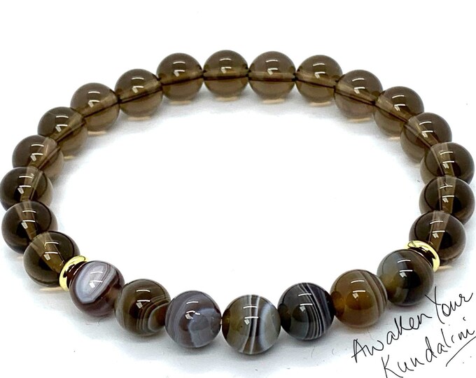 AAA 8mm 10mm Botswana Agate Bracelet, Mens Bracelet, Women Bracelet, Botswana Sardonyx Bracelet, Gemstone Bracelet, Crystal Bracelet, Yoga