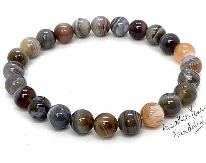 8mm/10mm Botswana Agate Bracelet, Healing Crystal Bracelet, Healing Crystals and Stones, Bracelets for Women, Mothers Day Gift, Gift for Her