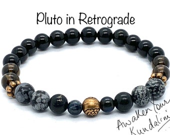 Crystals for Pluto in Retrograde Bracelet Pluto Retrogression sailor healing crystals Astrophyllite planetary necklace Pluto planet jewelry