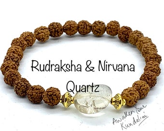 Rudraksha seed beads beaded bracelet Rudraksha wish Nirvana Quartz Rudraksh jewelry stretch bracelet 5 mukhi 5 faced bracelet for men women